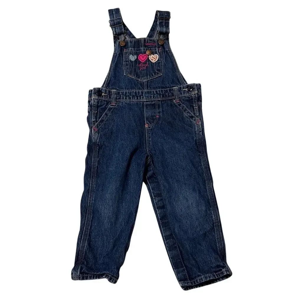 Vintage Oshkosh Girls 24 months Denim Overalls
